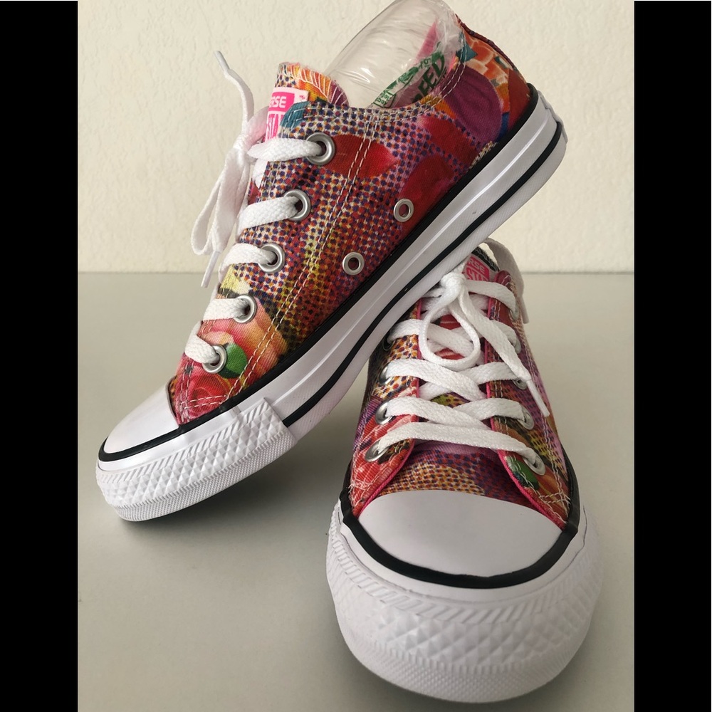 Converse All Star Low Top Womens Pink Floral Polka